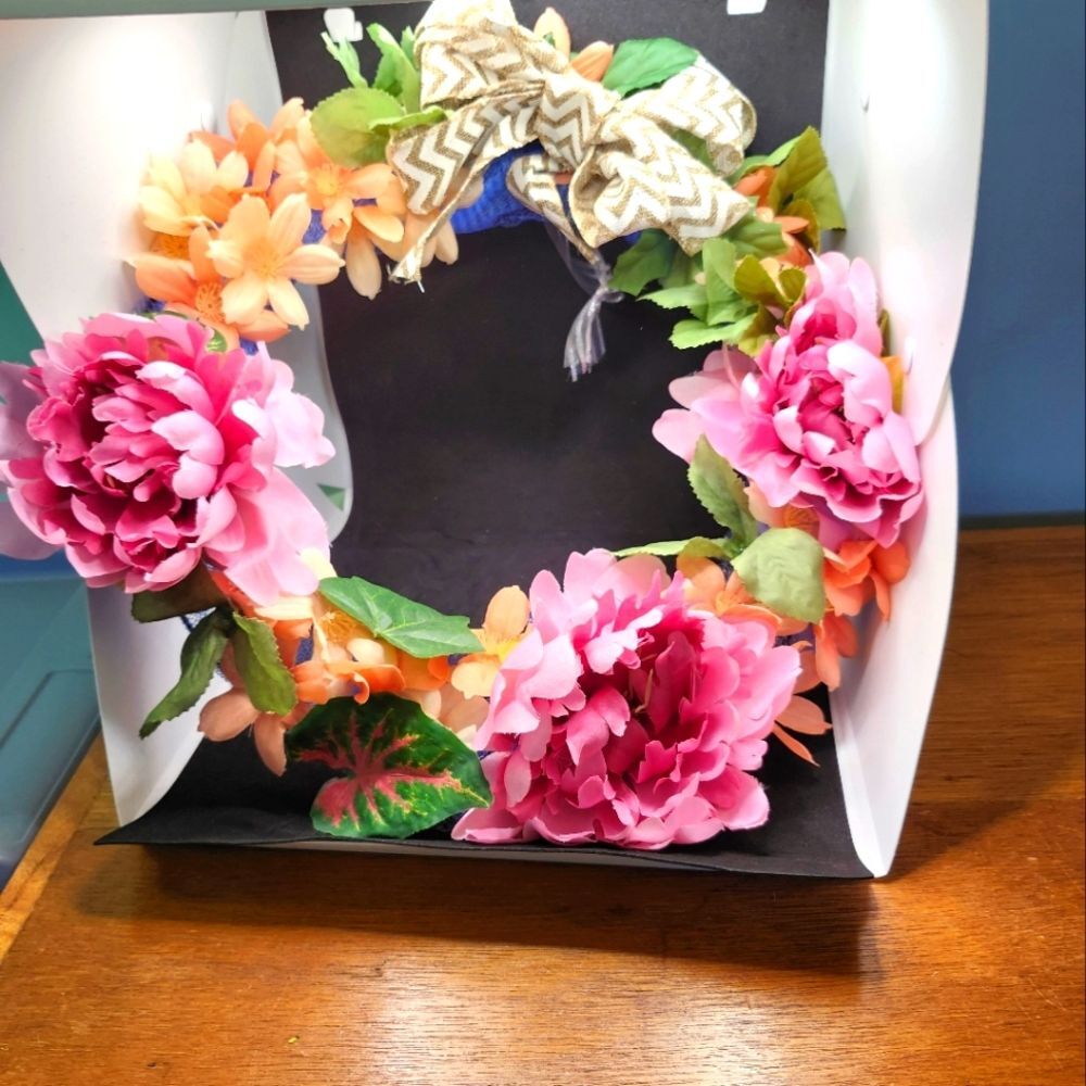 Hand Crafted Pink Peony Floral Wreath Summer Door Wall Decoration